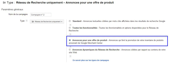 google adwords pour offre de produit google shopping