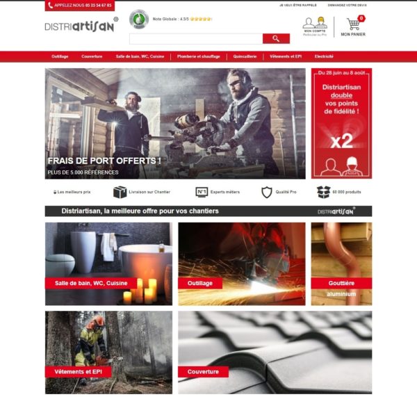 Refonte de la marketplace Distriartisan dédiée aux professionnels du bâtiment et aux gros bricoleurs 1 homepage distriartisan e1501579737243 1