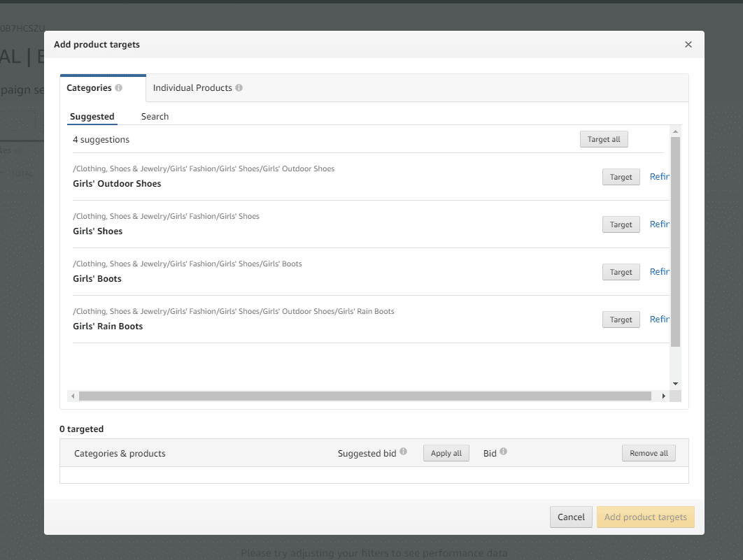 Amazon Ads : Nouvelles options de ciblage pour les annonces de produits sponsorisées 2 categories 1