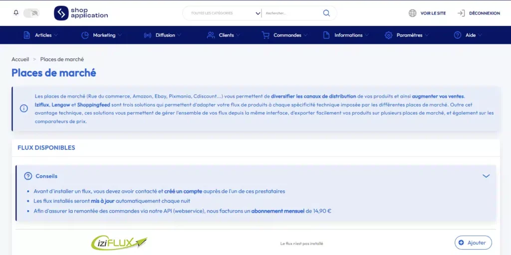 Shop Application Iziflux 2