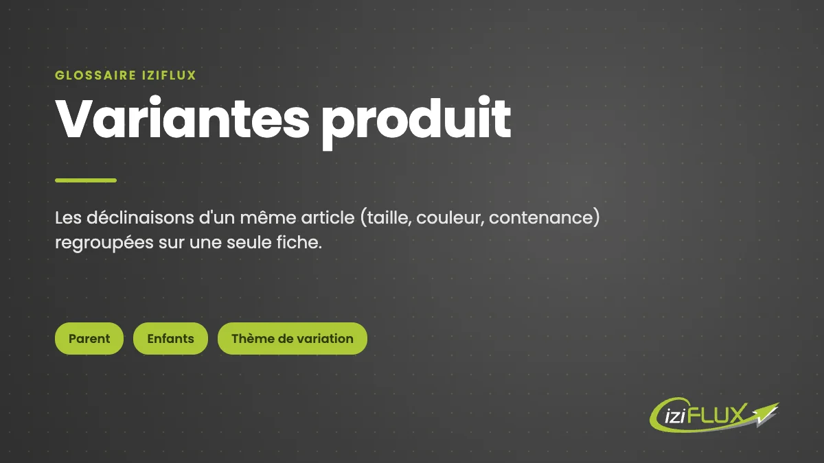 Variantes produit : définition, glossaire Iziflux